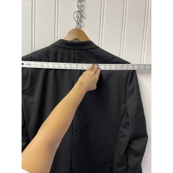 Lauren Ralph Lauren Single Breasted Jacket Mens 46R  Black Pinstripe Wool Blazer - Picture 14 of 14